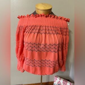 Simply Styled Orange Women's Off The Shoulder Stretch Knit Blouse L Colorful